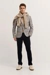 Reverskragen Sakko kariert mit Stretch-Futter in beige
