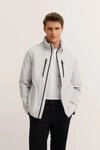 Regenjacke Regular Fit mit Kapuze & Stehkragen in ecru