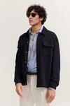 Sweatjacke mit Hemdkragen mit Druckkn&ouml;pfen und Brusttasche in marine