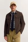 Baumwolljacke mit Hemdkragen mit Brusttaschen und sportiver Struktur in braun