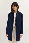 Leichter Kurzmantel aus reiner Sommerwolle mit l&auml;ssiger Silhouette in marine