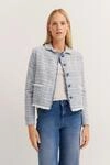 Boucl&eacute; Jacke mit Knopfleiste in blaugrau