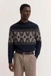Rollkragenpullover mit Jacquardmuster in Marine