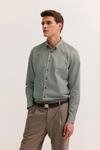 Streifenhemd mit Button-Down-Kragen in Oliv
