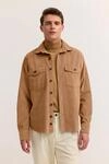 Cord Overshirt aus reiner Baumwolle in Taupe