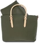 Handtasche mit Kontrastriemen in oliv