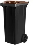Hardwex schwarze M&uuml;lltonne 120 l mit braunem Deckel