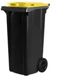 Hardwex schwarze M&uuml;lltonne 120 l mit gelbem Deckel