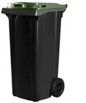 Hardwex schwarze M&uuml;lltonne 120 l mit gr&uuml;nem Deckel