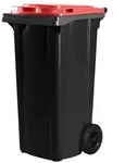 Hardwex schwarze M&uuml;lltonne 120 l mit rotem Deckel