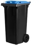 Hardwex schwarze M&uuml;lltonne 120 l mit blauem Deckel