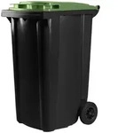 Hardwex schwarze M&uuml;lltonne 240 l mit gr&uuml;nem Deckel