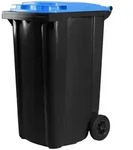 Hardwex schwarze M&uuml;lltonne 240 l mit blauem Deckel