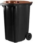 Hardwex schwarze M&uuml;lltonne 240 l mit braunem Deckel