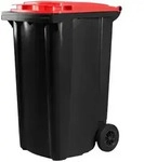 Hardwex schwarze M&uuml;lltonne 240 l mit rotem Deckel