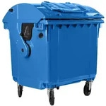 Hardwex M&uuml;llcontainer 1100 l Blau mit Runddeckel, Deckel im Deckel