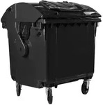 Hardwex M&uuml;llcontainer 1100 l Schwarz mit Runddeckel, Deckel im Deckel