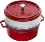 Staub La Cocotte Cocotte mit D&auml;mpfeinsatz 26 cm, rund, Kirsch-Rot, Gusseisen