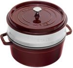 Staub La Cocotte Cocotte mit D&auml;mpfeinsatz 26 cm, rund, Grenadine-Rot, Gusseisen