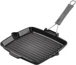 Staub Grill Pans Grillpfanne mit Ausgie&szlig;nase 24 cm, quadratisch, Schwarz, Gusseisen
