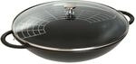 Staub Specialities Wok mit Glasdeckel 37 cm, rund, Schwarz, Gusseisen