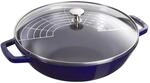 Staub Specialities Wok mit Glasdeckel 30 cm, rund, Dunkelblau, Gusseisen