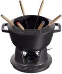 Staub Specialities Fondue Set 20 cm, rund, Schwarz, Gusseisen