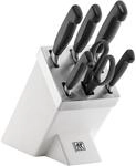 ZWILLING VIER STERNE 7-tlg, Selbstsch&auml;rfender Messerblock, Wei&szlig;