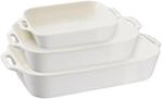 Staub Ceramique Ofenformenset 3-tlg, rechteckig, Elfenbein-Wei&szlig;, Keramik