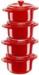Staub Ceramique Cocotte Set 4-tlg, rund, Kirsch-Rot, Keramik