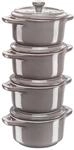 Staub Ceramique Cocotte Set 4-tlg, rund, Antik-Grau, Keramik