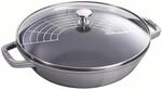 Staub Specialities Wok mit Glasdeckel 30 cm, rund, Graphit-Grau, Gusseisen
