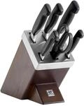 ZWILLING VIER STERNE 7-tlg, Selbstsch&auml;rfender Messerblock, Braun
