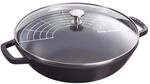 Staub Specialities Wok mit Glasdeckel 30 cm, rund, Schwarz, Gusseisen