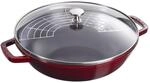 Staub Specialities Wok mit Glasdeckel 30 cm, rund, Grenadine-Rot, Gusseisen
