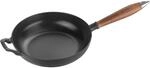 Staub Pans Bratpfanne mit Holzgriff 24 cm, rund, Schwarz, Gusseisen
