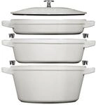 Staub Stackable Set Kochtopfset Stackable 3-tlg, rund, Weisser Tr&uuml;ffel, Gusseisen