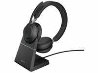 Jabra Evolve2 65 UC schnurloses Stereo Headset mit Ladestation in schwarz