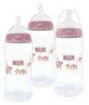 NUK First Choice Babyflaschen, 300 ml, 3er-Set, Moderne Trinkflaschen mit NUK