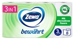Essity Germany GmbH Zewa Bew&auml;hrt Toilettenpapier, 3-lagig mit Strohanteil, Sanftig