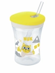 NUK Action Cup Trinkflasche, Trinklernflasche mit weichem Strohhalm, ab 12 Monaten,