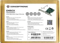 Conceptronic EMRICK 2-Port USB 3.2 Gen 2 Typ-C PCI-Express-Karte - PCIe - USB 3.2 Gen