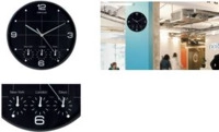 UNiLUX Wanduhr/Quarzuhr ON TIME, Durchm.: 300 mm, schwarz Zahlen: wei&szlig;, mit