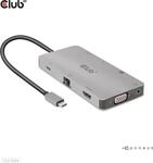 Club 3D USB Gen1 Type-C 9-in-1 hub - Dockingstation - USB-C - VGA, HDMI - GigE