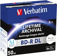 Verbatim M-Disc - 5 x BD-R DL - 50GB 6x - mattsilber - Jewel Case (Schachtel) (43846)