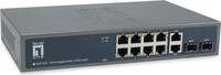LevelOne GEP-1221 - Switch - unmanaged - 8 x 10/100/1000 (PoE+) + 2 x Gigabit SFP + 2