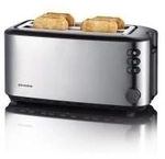 SEVERIN AT 2509 - Toaster - 4 Scheibe - 2 Steckplatz - Edelstahl geb&uuml;rstet/schwarz
