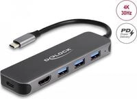 Delock - Hub - 3 x USB 3,2 Gen 1 + 1 x USB-C (Spannungsversorgung) + 1 x HDMI -