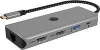 ICY BOX IB-DK4012-CPD Kabelgebunden USB 3.2 Gen 1 (3.1 Gen 1) Type-C Anthrazit -