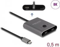 Delock Switch 2 to 1 - Hub - bi-directional, 8K, 10 Gbps - 2 x USB-C (Power Delivery)